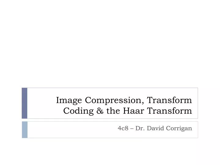 image compression transform coding the haar transform