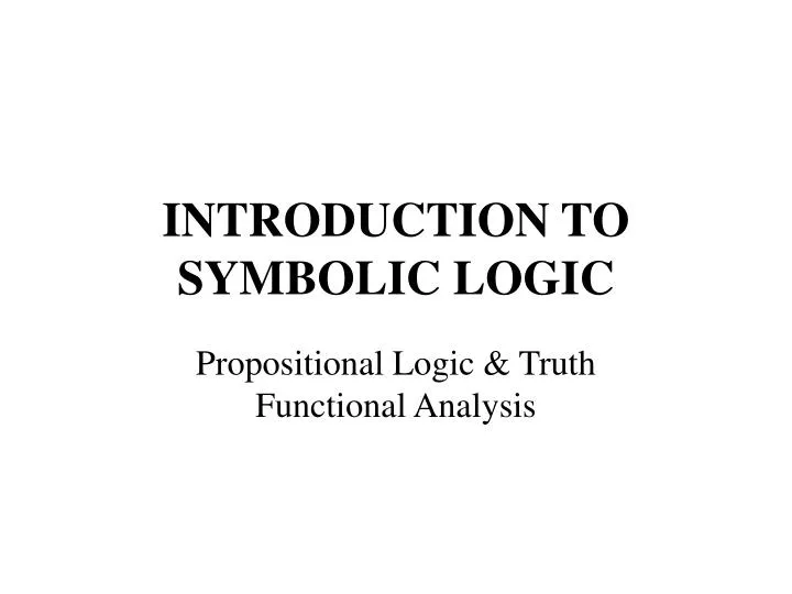 introduction to symbolic logic