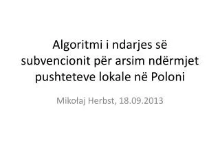 algoritmi i ndarjes s subvencionit p r arsim nd rmjet pushteteve lokale n poloni