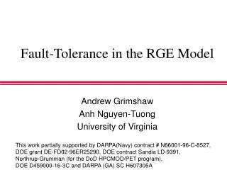 Fault-Tolerance in the RGE Model