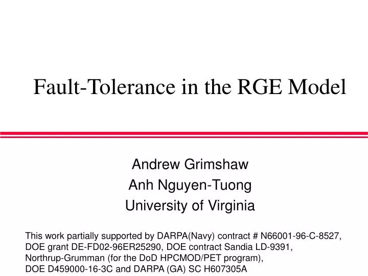 fault tolerance in the rge model