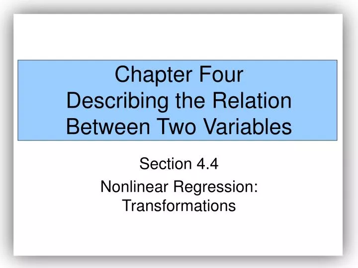 chapter four describing the relation between two variables
