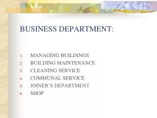 BUSINESS DEPARTMENT: