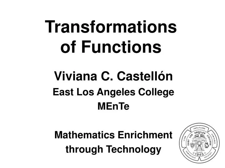 transformations of functions