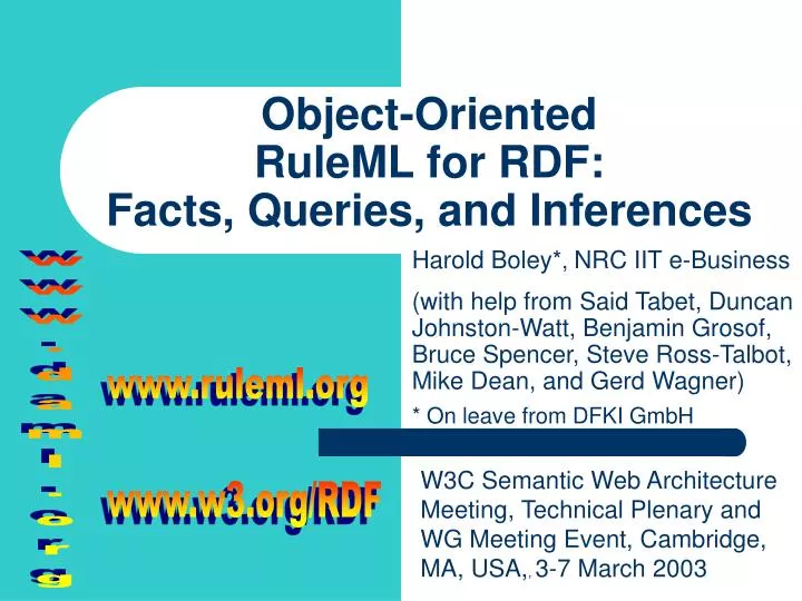 object oriented ruleml for rdf facts queries and inferences