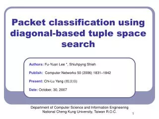 Packet classification using diagonal-based tuple space search