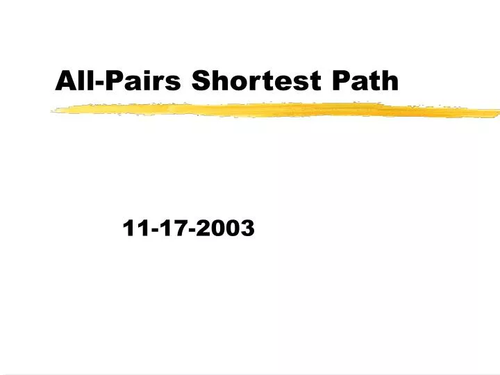 all pairs shortest path