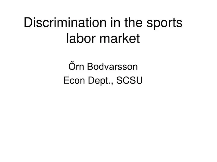 discrimination in the sports labor market
