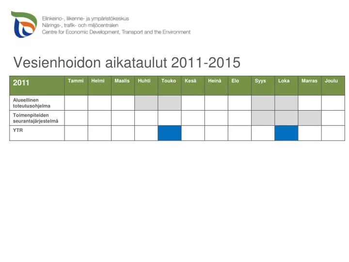 vesienhoidon aikataulut 2011 2015