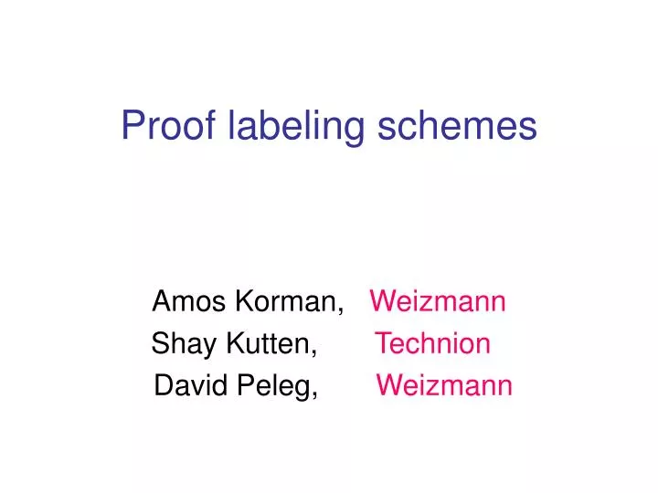 proof labeling schemes