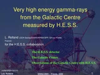 Very high energy gamma-rays from the Galactic Centre measured by H.E.S.S.