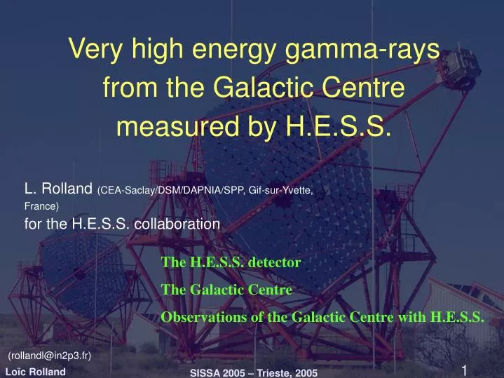 very high energy gamma rays from the galactic centre measured by h e s s