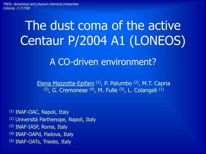 the dust coma of the active centaur p 2004 a1 loneos