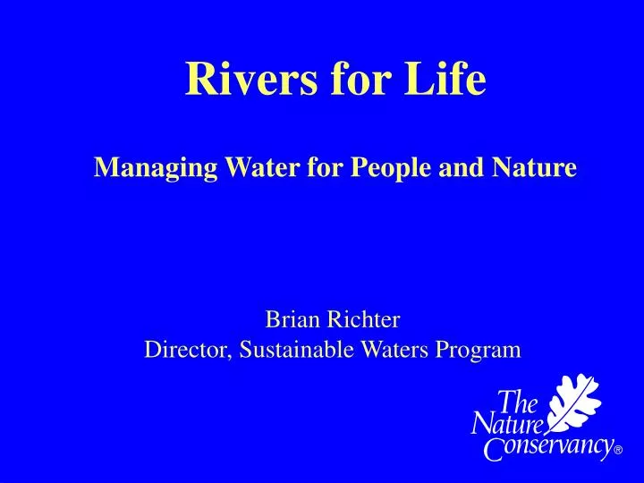 rivers for life managing water for people and nature