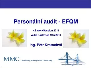 Personální audit - EFQM KS WorkSession 2011 Velké Karlovice 19.5.2011 Ing. Petr Kratochvíl