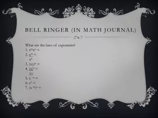 Bell Ringer (in Math Journal)