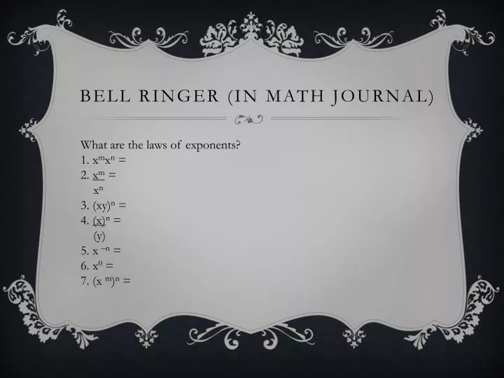 bell ringer in math journal