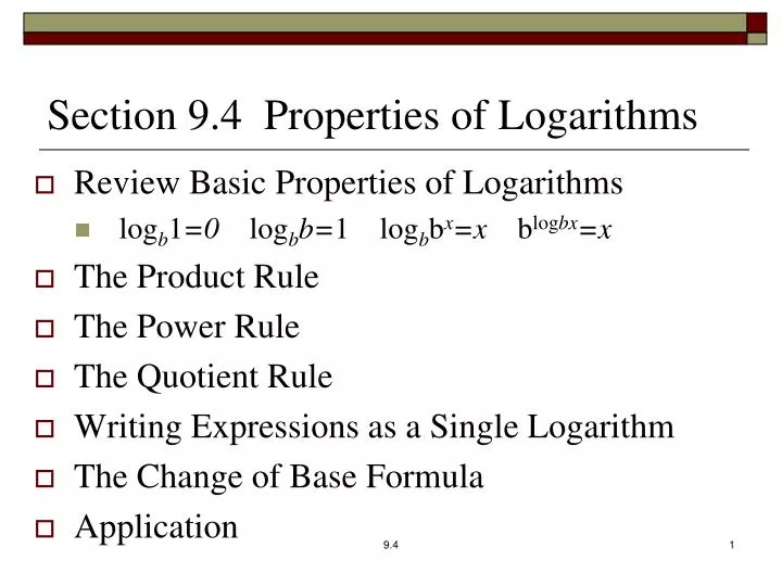 section 9 4 properties of logarithms