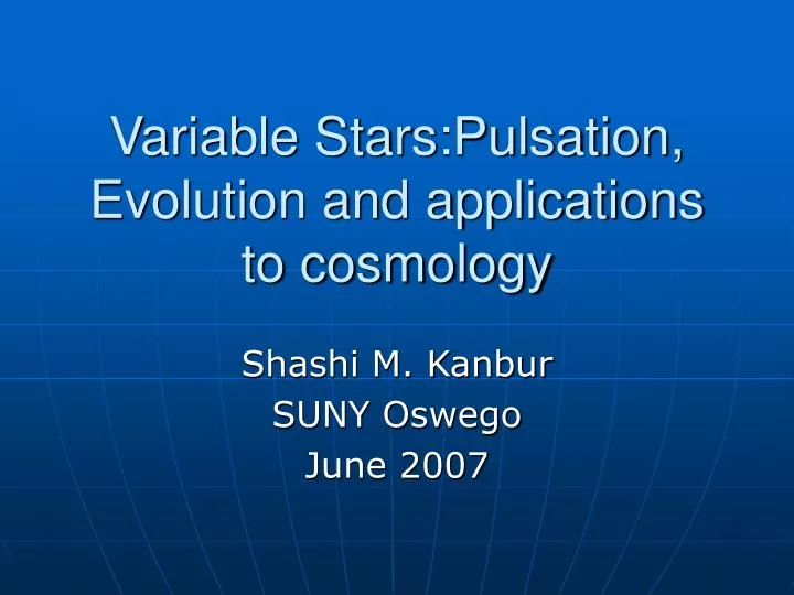 variable stars pulsation evolution and applications to cosmology