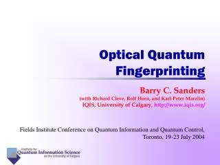 Optical Quantum Fingerprinting