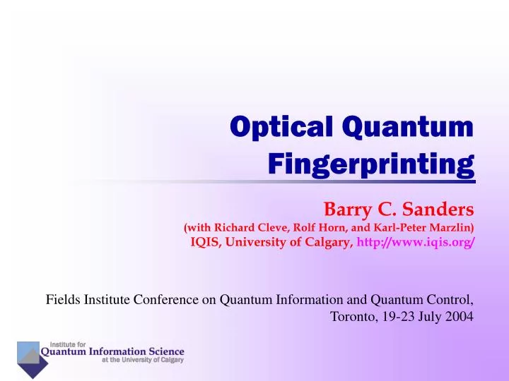 optical quantum fingerprinting