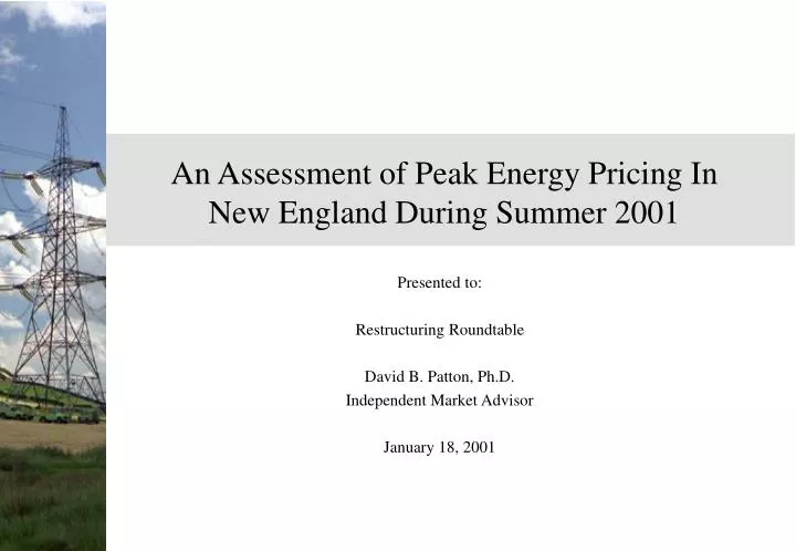 an assessment of peak energy pricing in new england during summer 2001