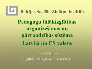 baltijas soci lo zin t u instit ts