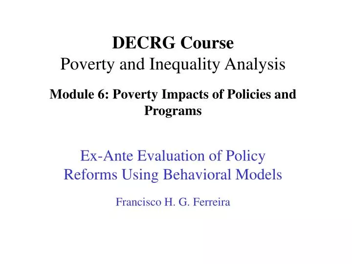 decrg course poverty and inequality analysis module 6 poverty impacts of policies and programs