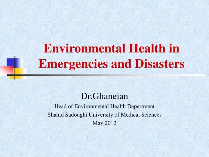 environmental health in emergencies and disasters