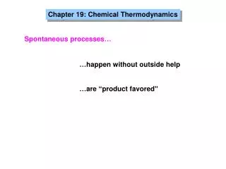 Chapter 19: Chemical Thermodynamics