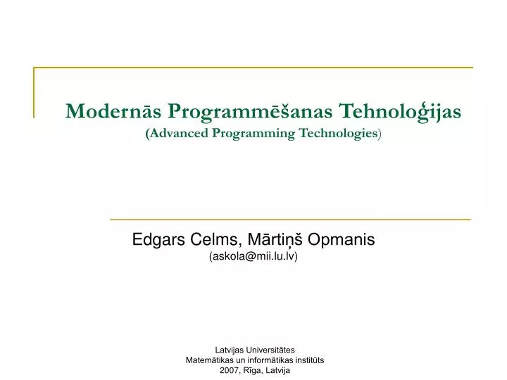 modern s programm anas tehnolo ijas advanced programming technologies