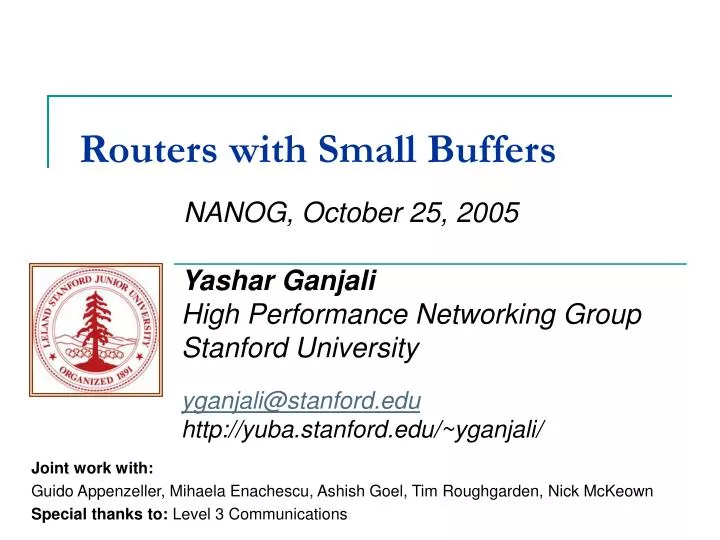 routers with small buffers