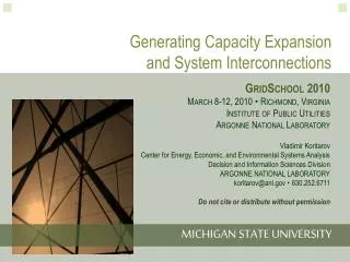 Generating Capacity Expansion and System Interconnections