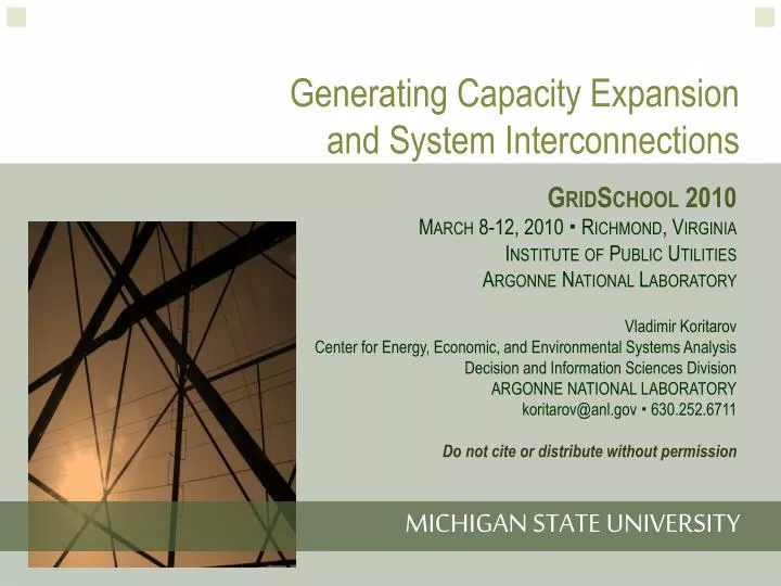 generating capacity expansion and system interconnections