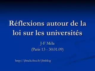 r flexions autour de la loi sur les universit s