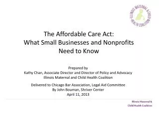 The Affordable Care Act: What Small Businesses and Nonprofits Need to Know