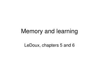 Memory and learning