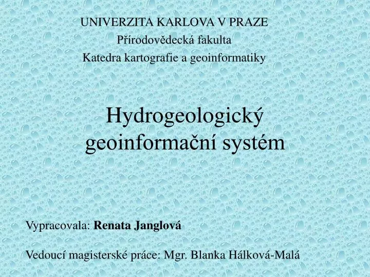 hydrogeologick geoinforma n syst m