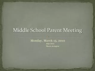 Middle School Parent Meeting