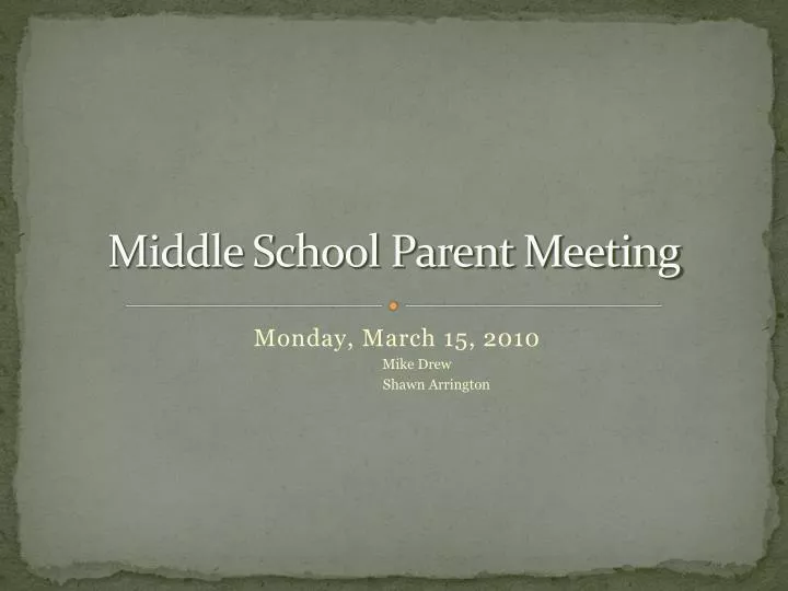 middle school parent meeting