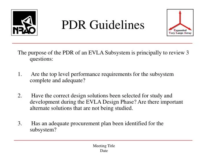 pdr guidelines