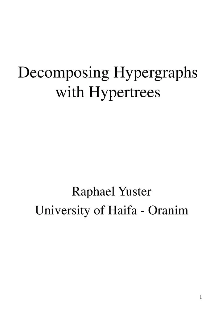 decomposing hypergraphs with hypertrees