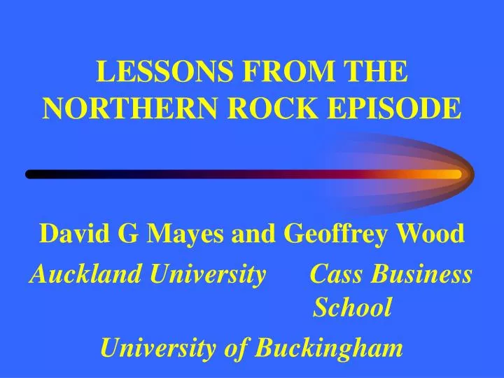 lessons from the northern rock episode