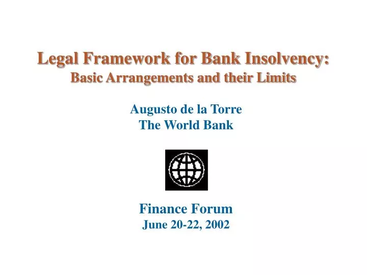 legal framework for bank insolvency basic arrangements and their limits