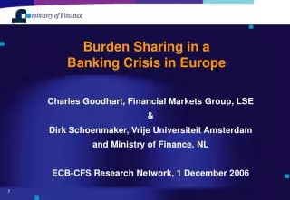 Charles Goodhart, Financial Markets Group, LSE &amp; Dirk Schoenmaker, Vrije Universiteit Amsterdam
