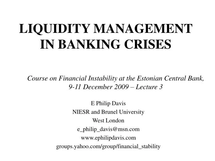 liquidity management in banking crises