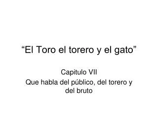 el toro el torero y el gato