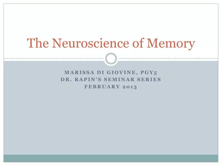the neuroscience of memory