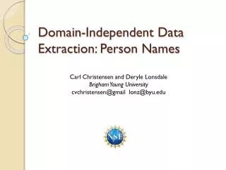 Domain-Independent Data Extraction: Person Names