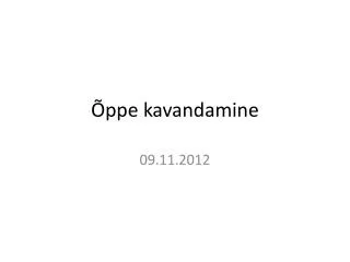 Õppe kavandamine